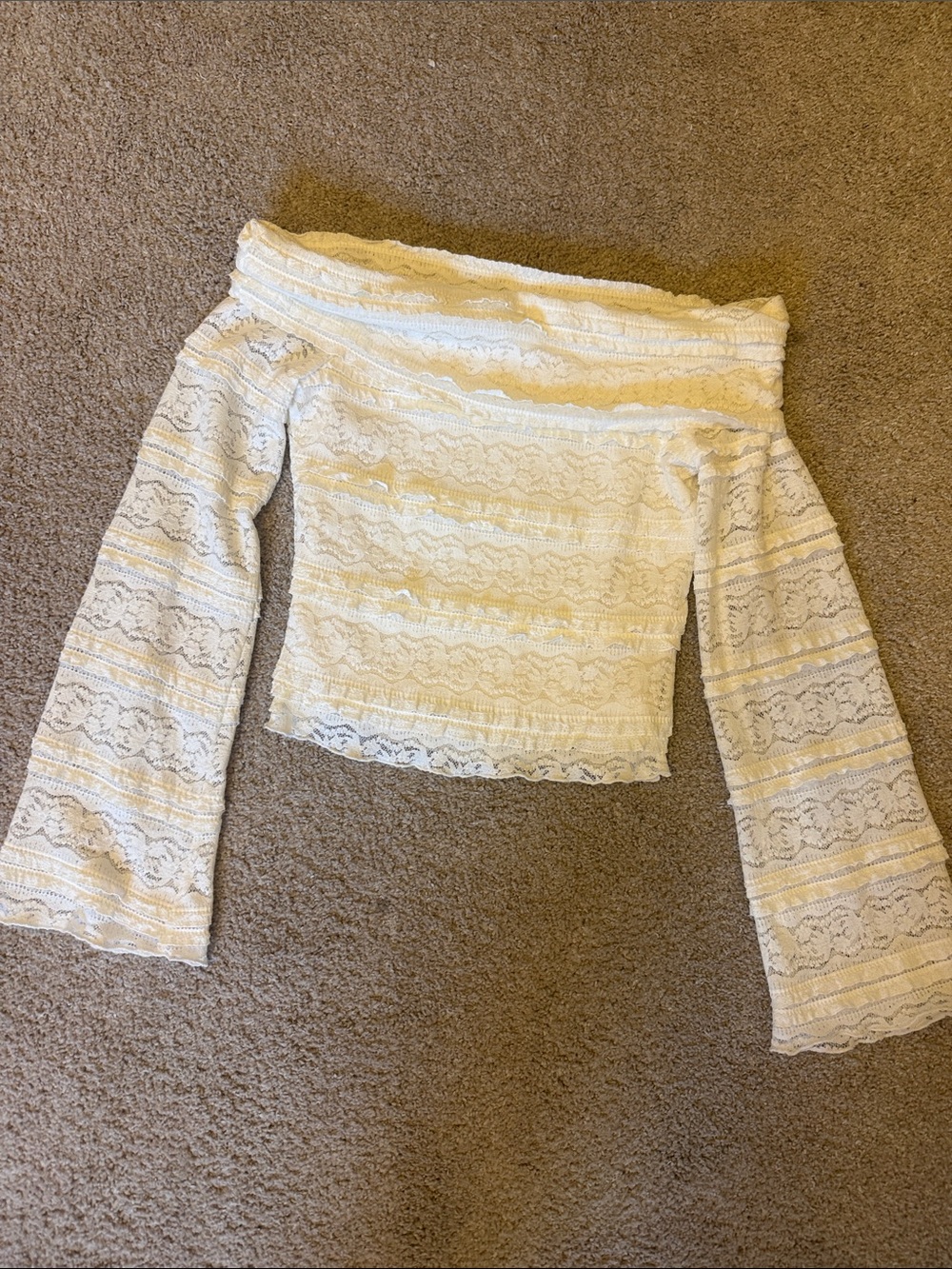 Women’s Off-Shoulder Cream Lace Blouse